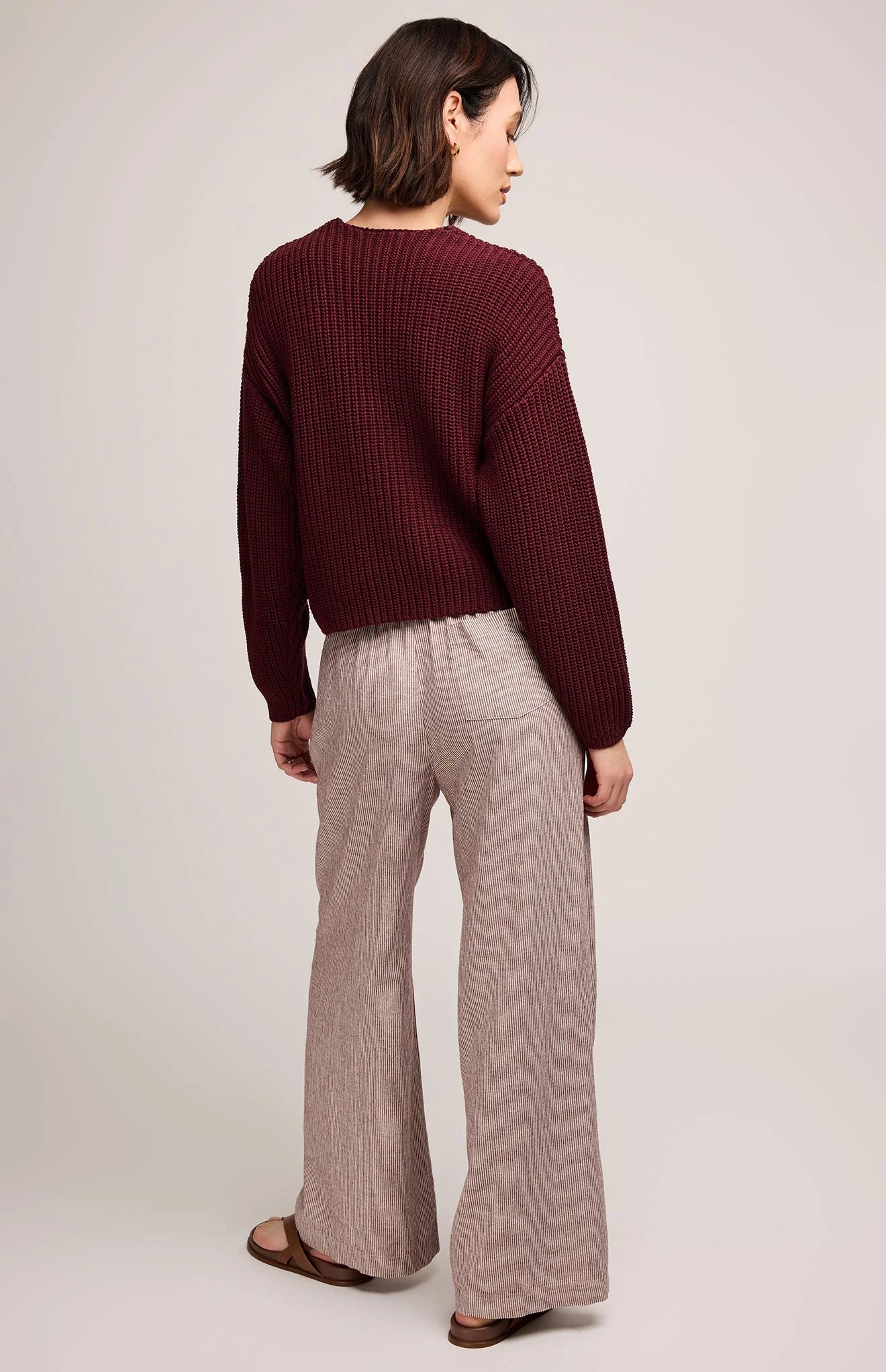 Spencer V-Neck Knit Sweater - Merlot