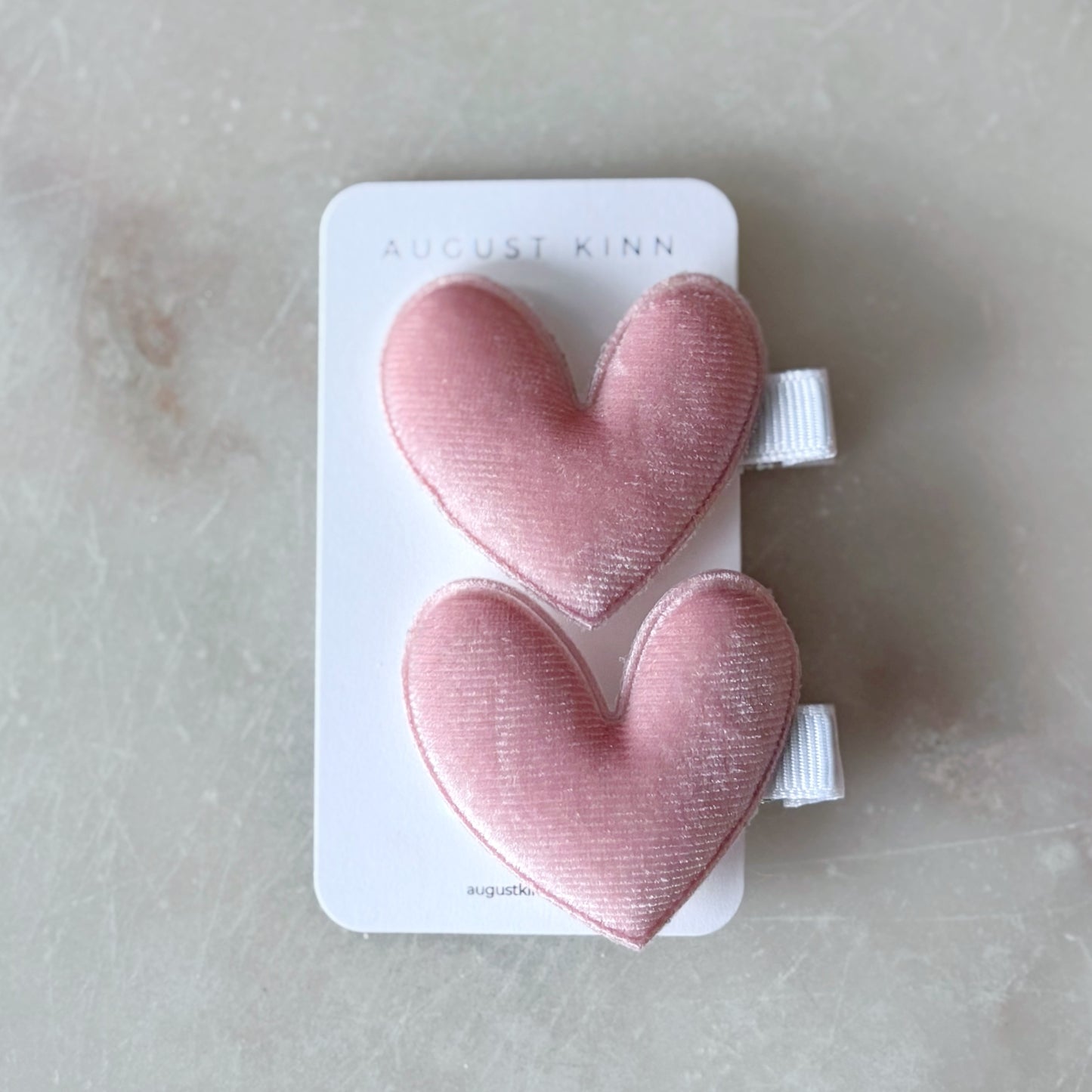 Velvet Heart Hair Clips - Peach