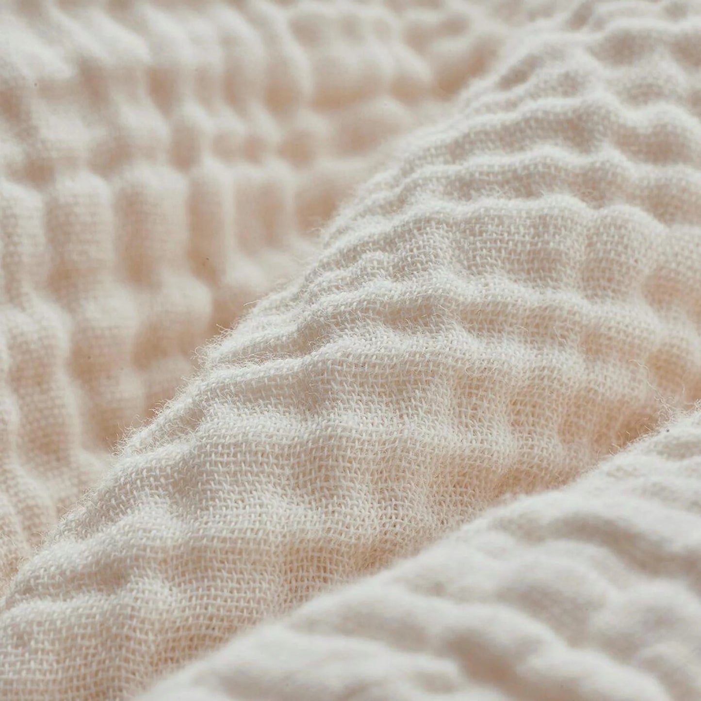 Crinkle Cotton V-Neck Top - Cream (O/S)