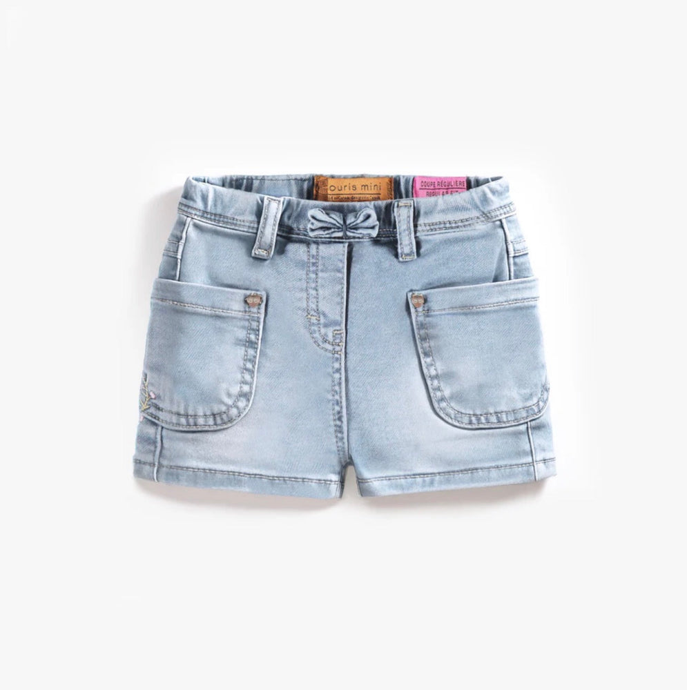 Blue Denim Shorts - Bow