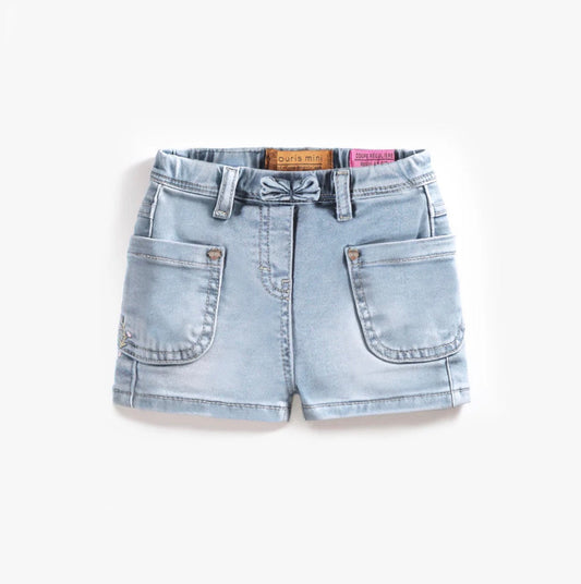 Blue Denim Shorts - Bow