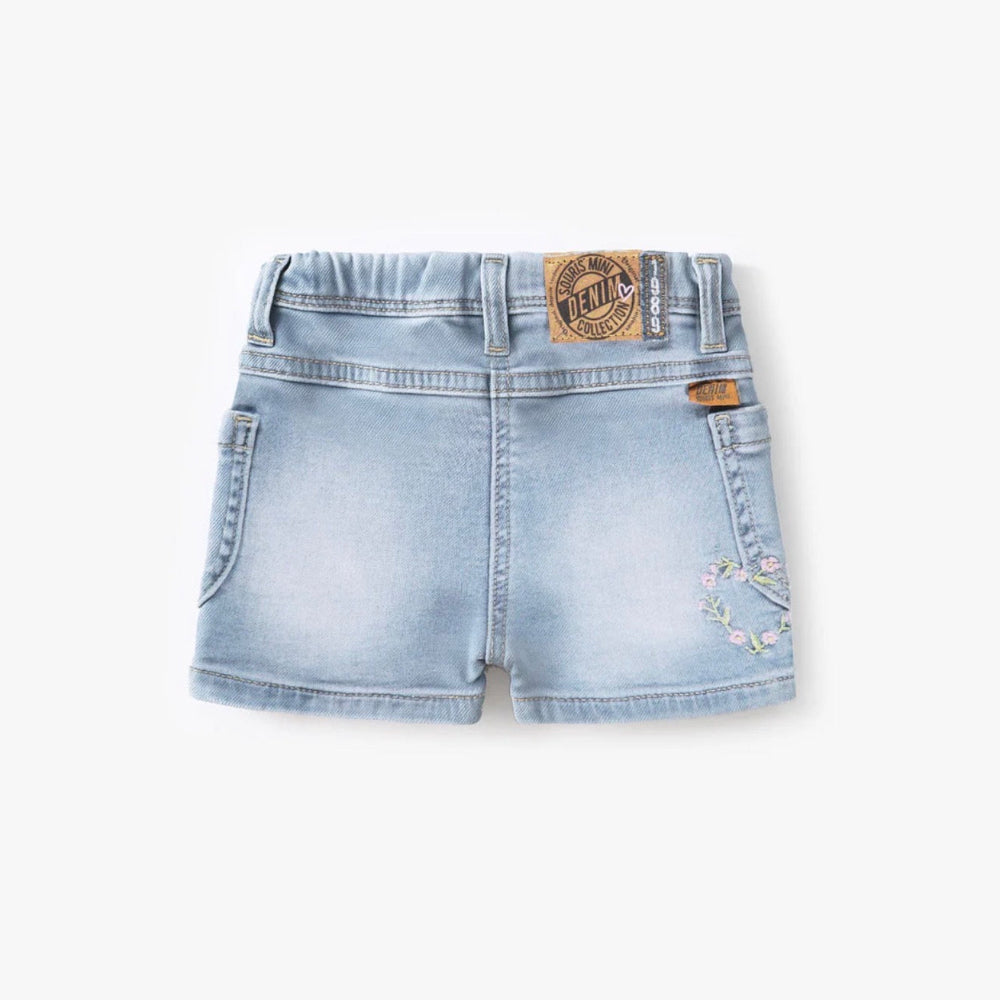 Blue Denim Shorts - Bow