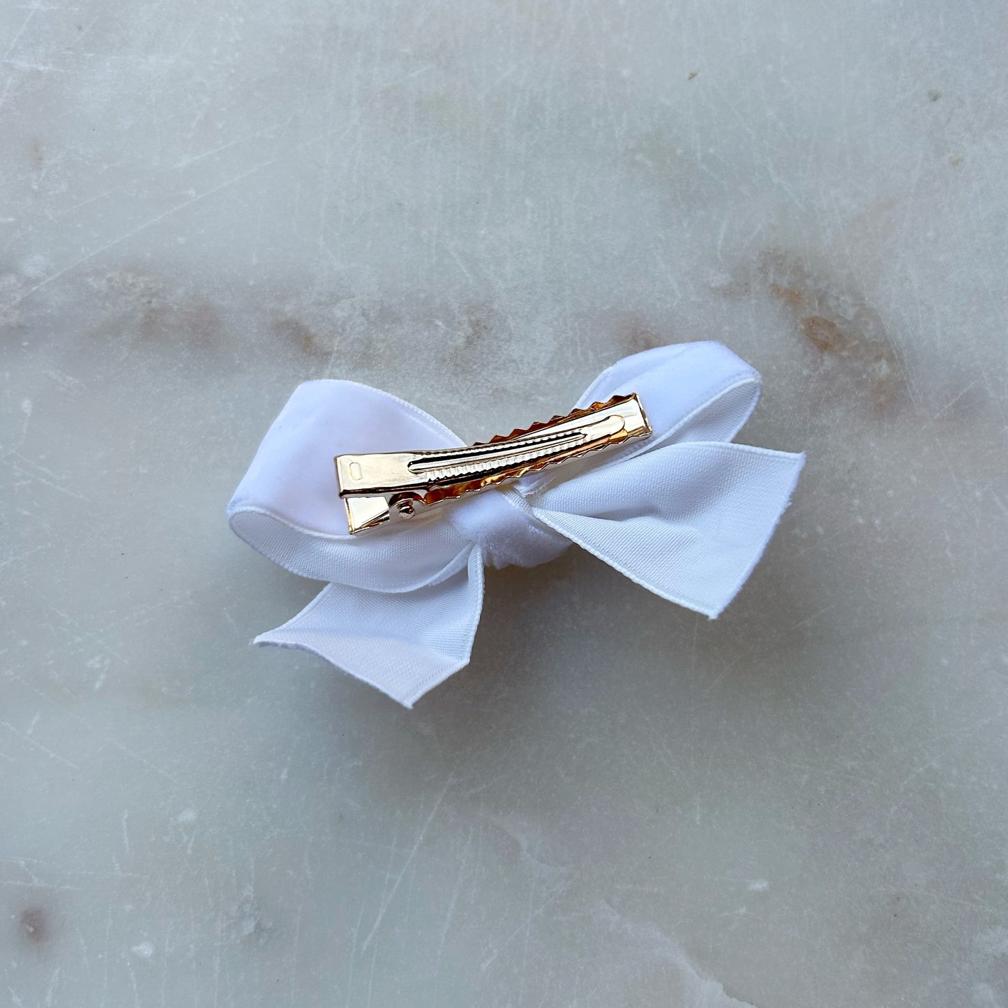 Velvet Bow Hair Clip - White
