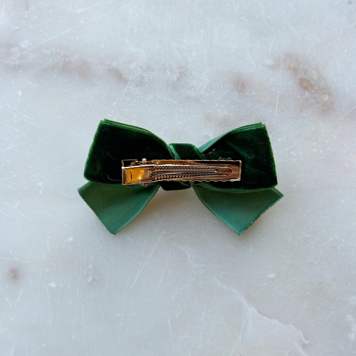 Velvet Bow Hair Clip - Emerald