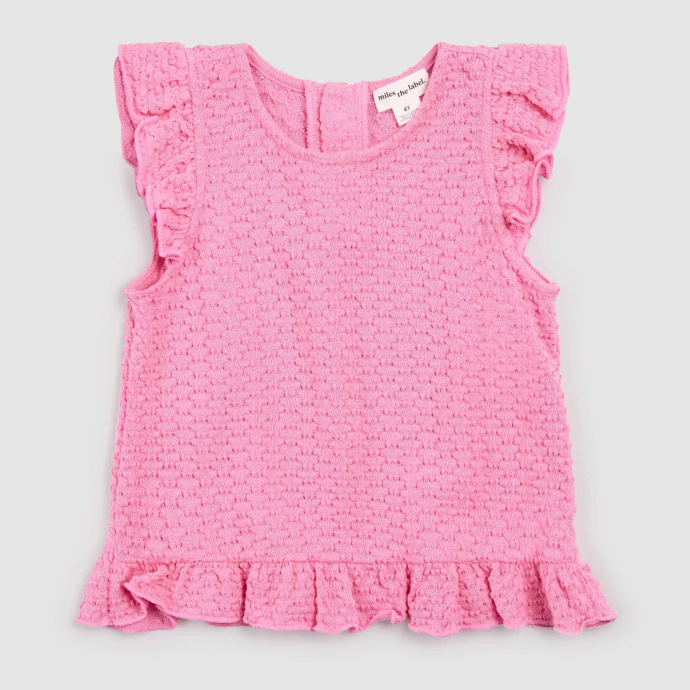 Ruffled Tank Top and Short Set - Magenta