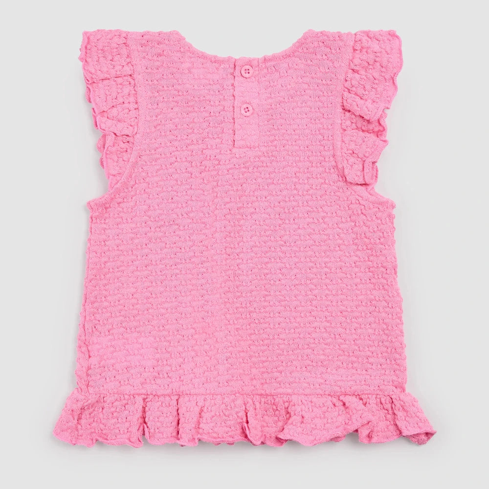 Ruffled Tank Top and Short Set - Magenta