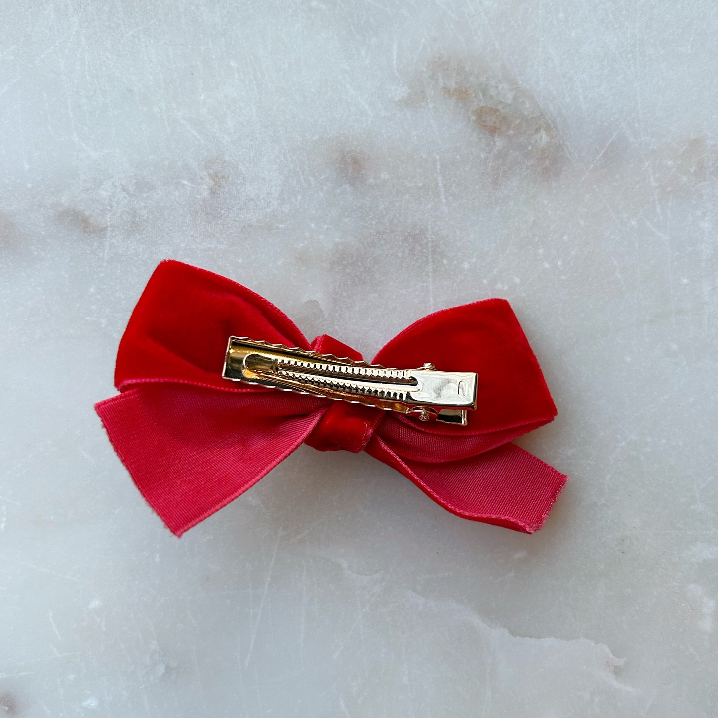 Velvet Bow Hair Clip - Holiday Red