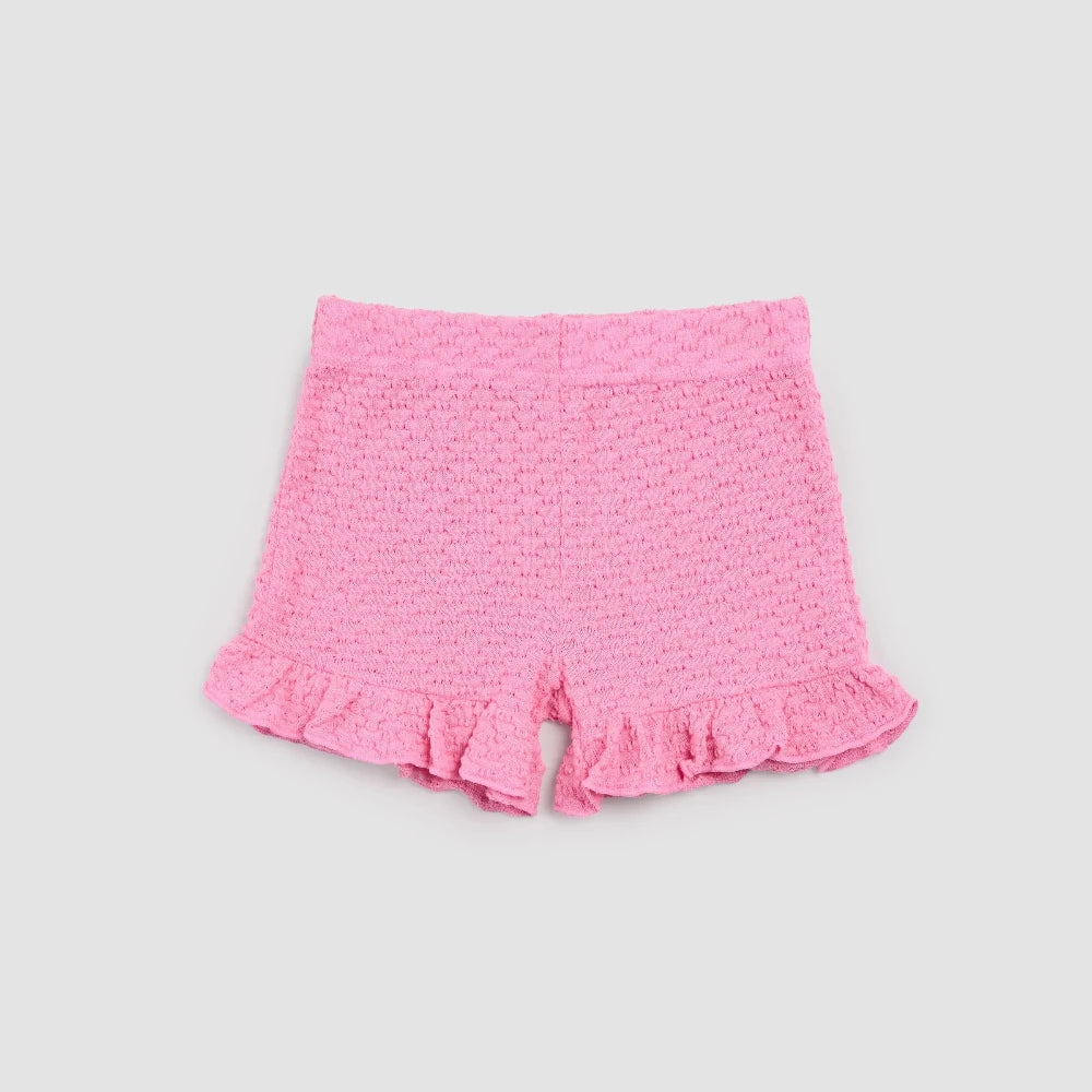 Ruffled Tank Top and Short Set - Magenta