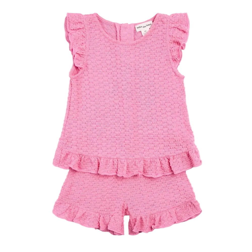 Ruffled Tank Top and Short Set - Magenta