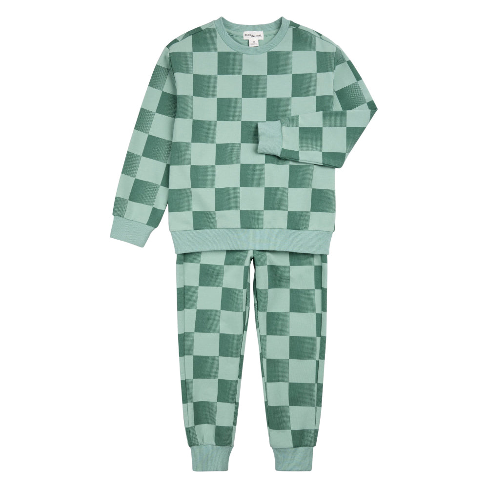 Sweatshirt and Pant Set - Turquoise Check