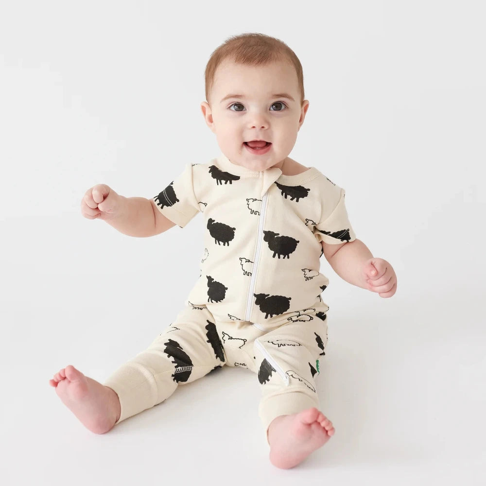 Short Sleeve Zip Romper - Sheep