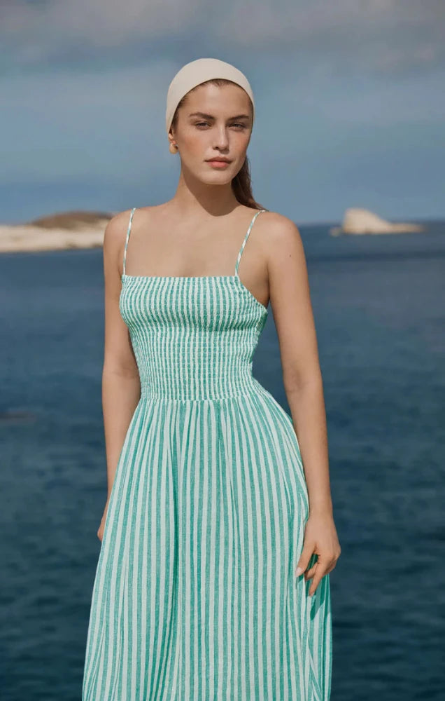 Bayside Stripe Linen Maxi Dress - La Palma