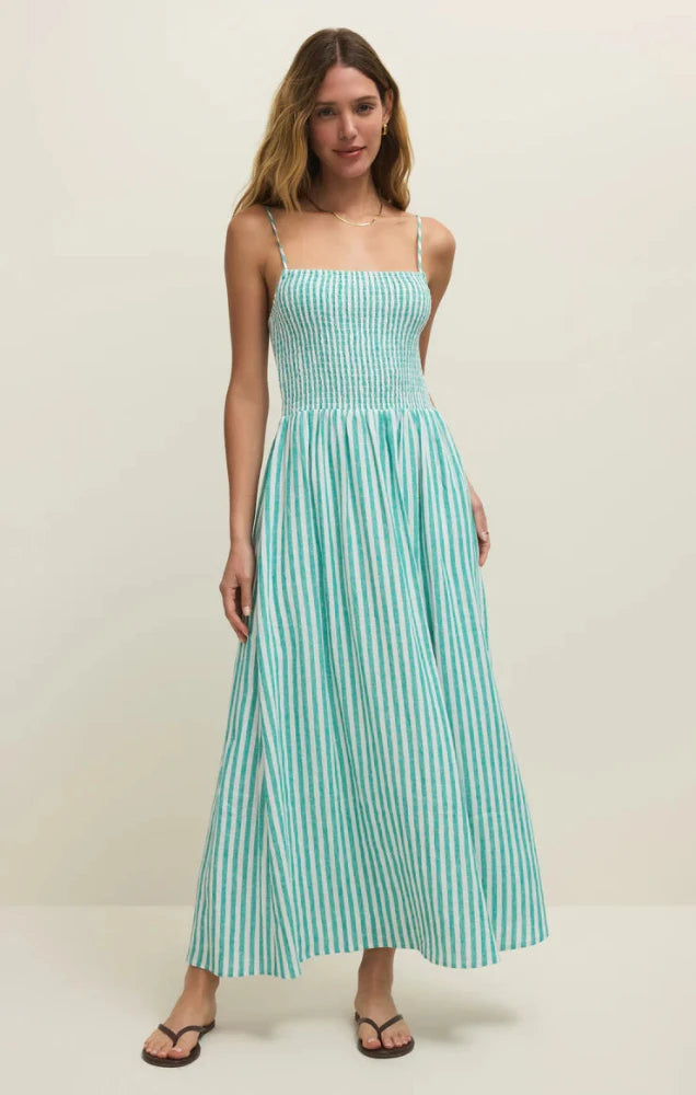 Bayside Stripe Linen Maxi Dress - La Palma