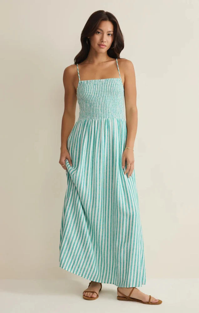 Bayside Stripe Linen Maxi Dress - La Palma