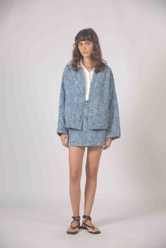 Denim Floral Jacket