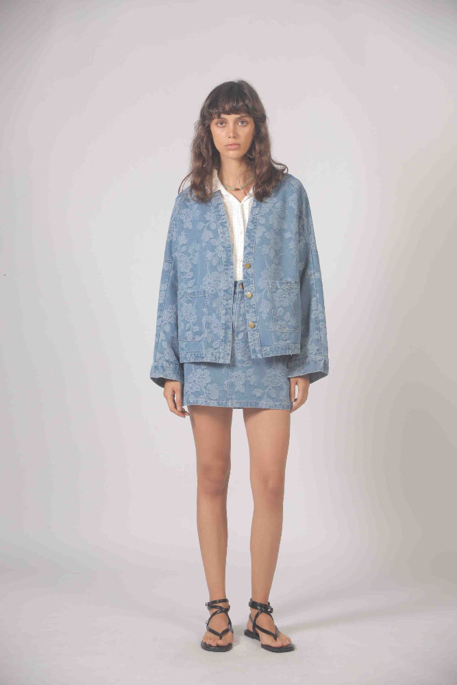 Denim Floral Jacket