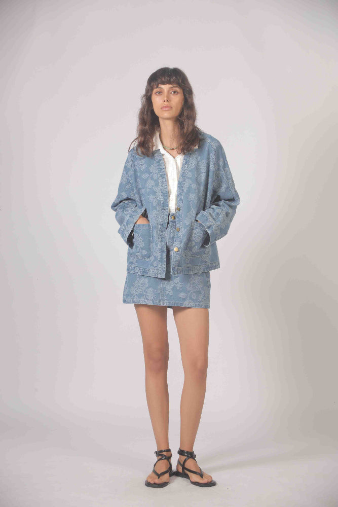 Denim Floral Jacket