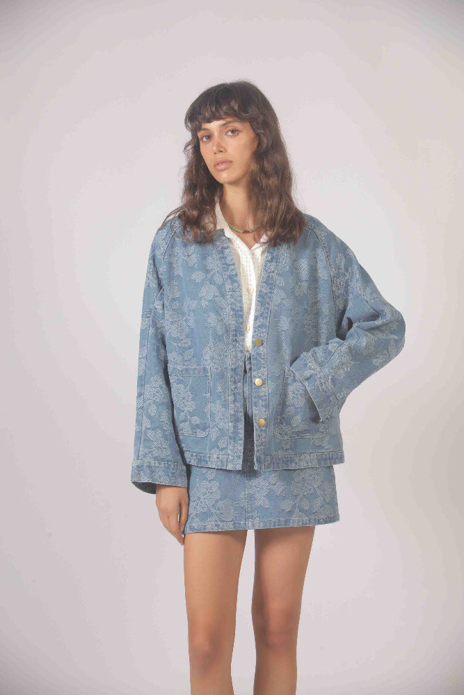Denim Floral Jacket