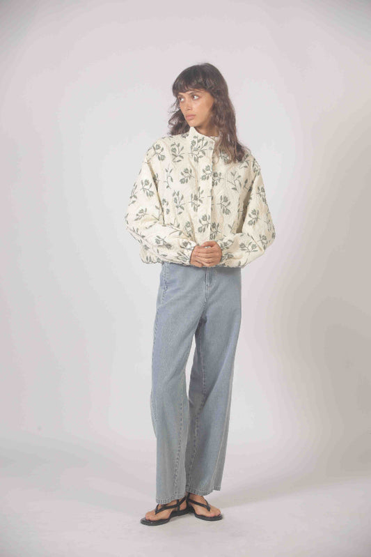 Embroidered Jacket - Green Floral