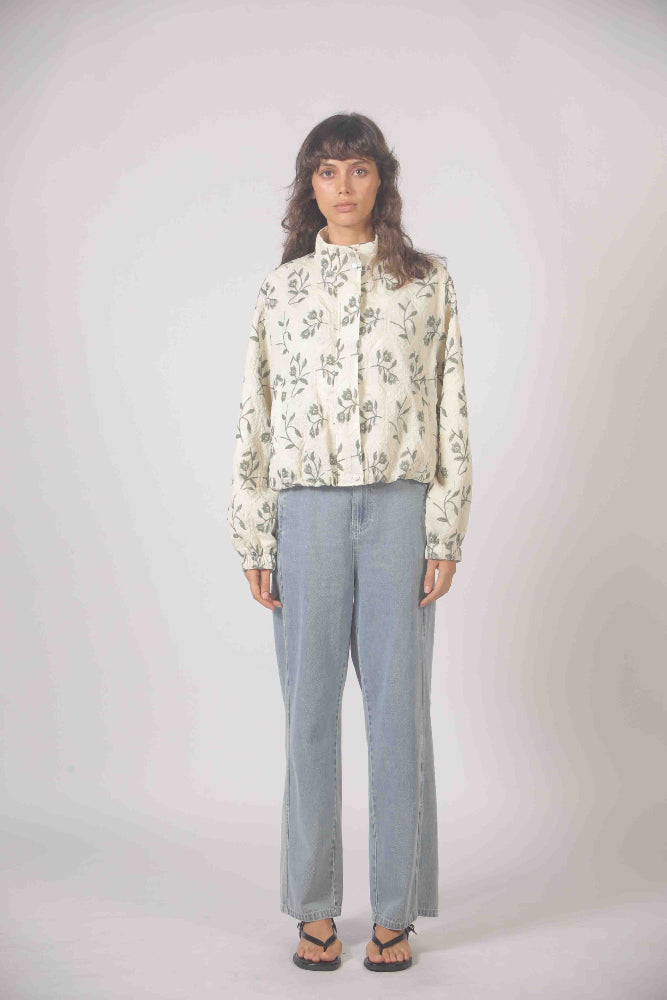 Embroidered Jacket - Green Floral