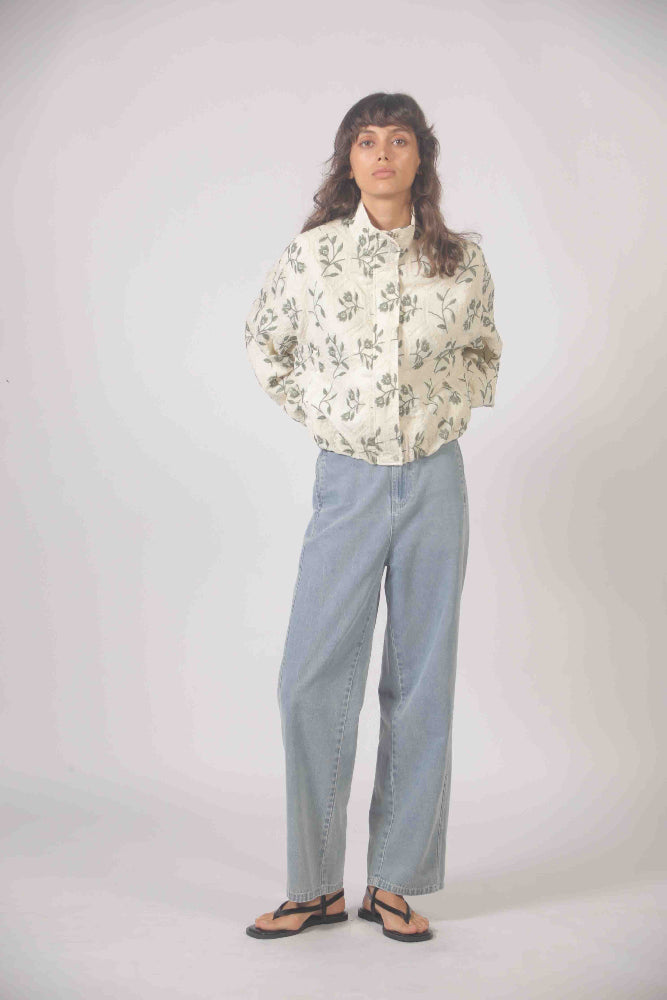Embroidered Jacket - Green Floral