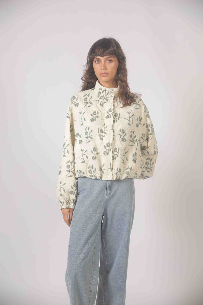 Embroidered Jacket - Green Floral
