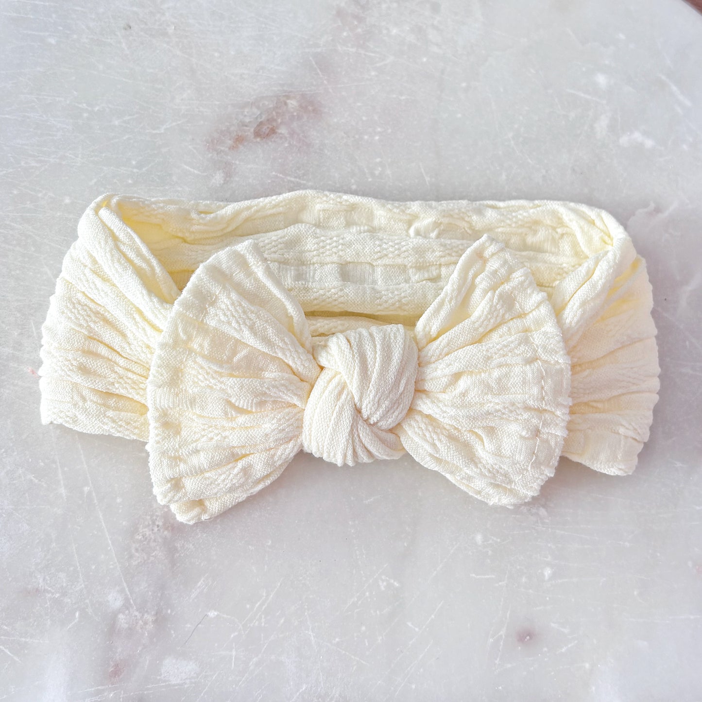 Stretchy Bow Headband - Buttercream Cream