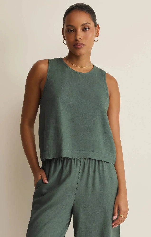 Sloane Linen Top - Everglade