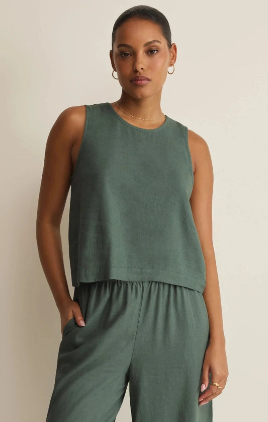 Sloane Linen Top - Everglade