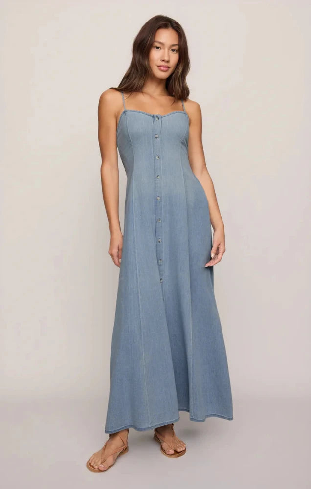 Angel Eyes Twill Midi Dress - Lake Blue