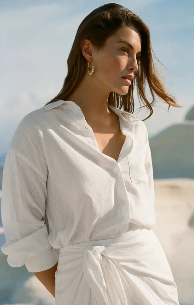 The Signature Linen Top - White