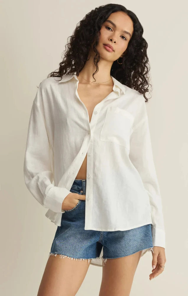 The Signature Linen Top - White