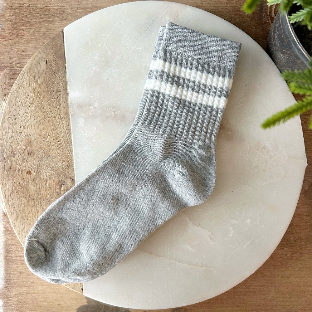 Striped Tube Socks - Grey