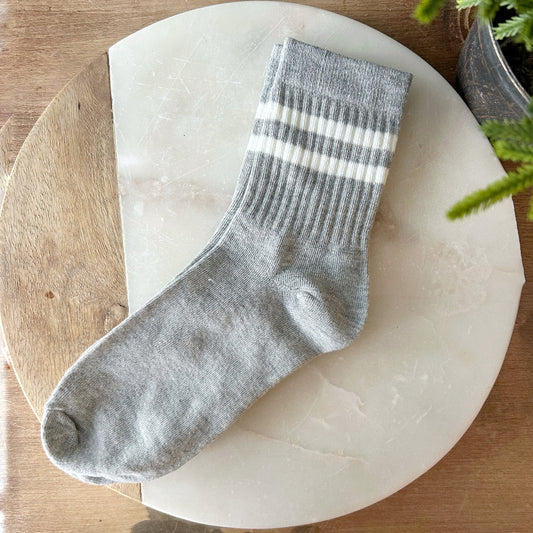 Striped Tube Socks - Grey