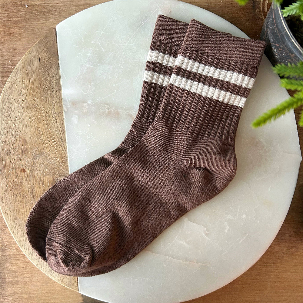 Striped Tube Socks - Almond