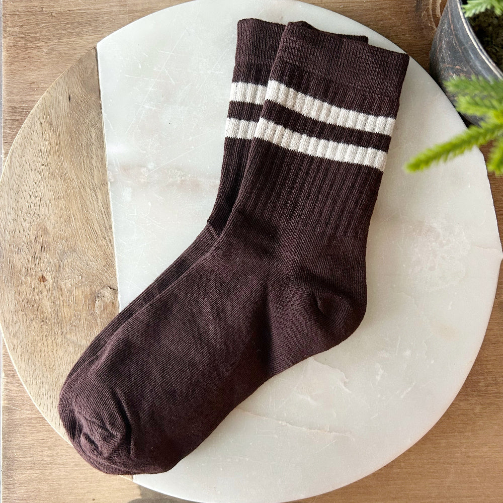 Striped Tube Socks - Mocha