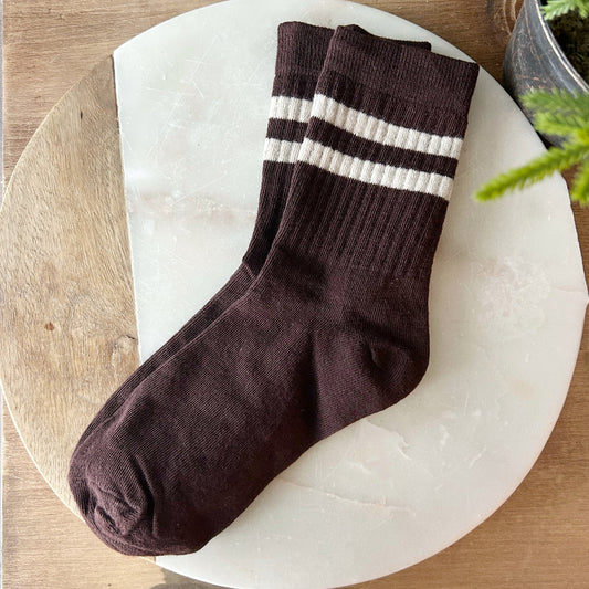 Striped Tube Socks - Mocha