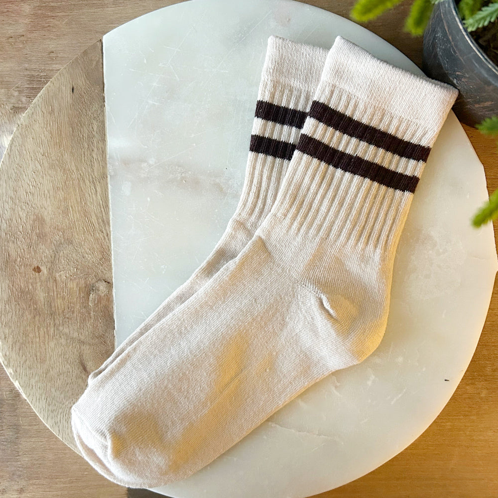 Striped Tube Socks - Khaki