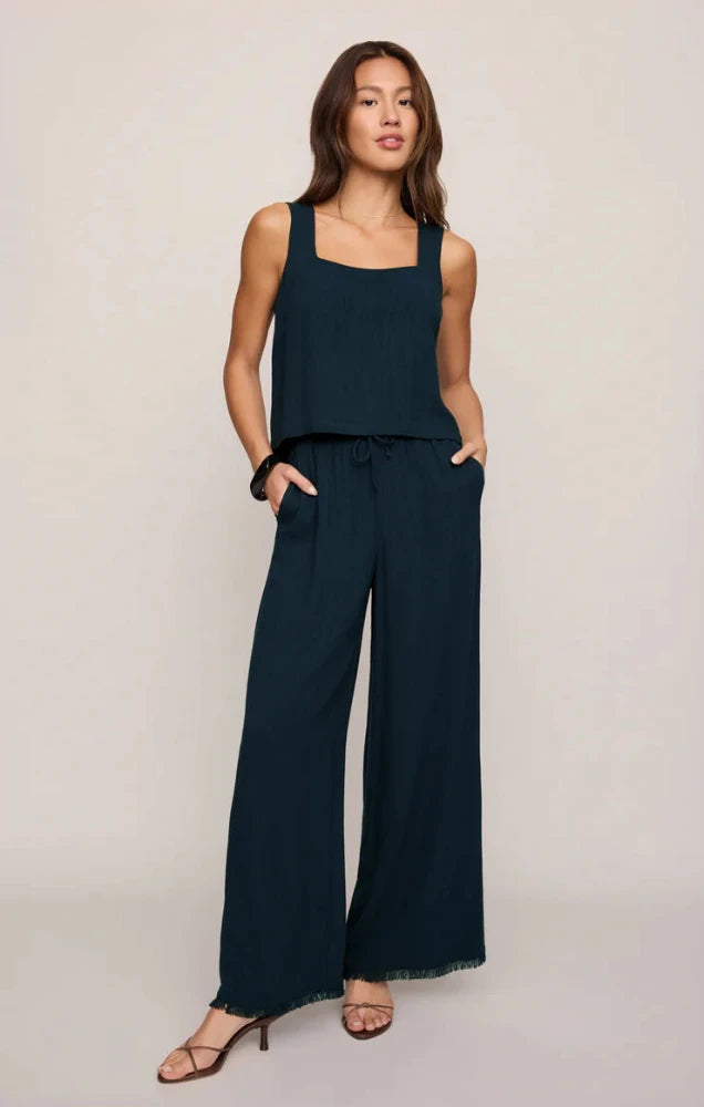 Charli Cropped Linen Tank - Eclipse