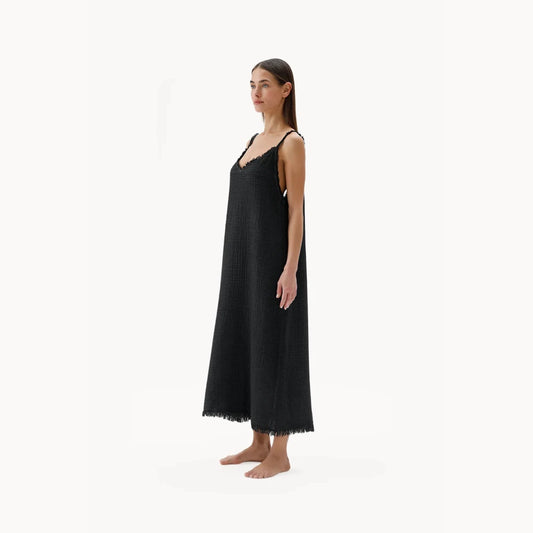 Crinkle Strappy Dress - Washed Black (O/S)