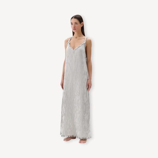 Crinkle Strappy Dress - Striped (O/S)