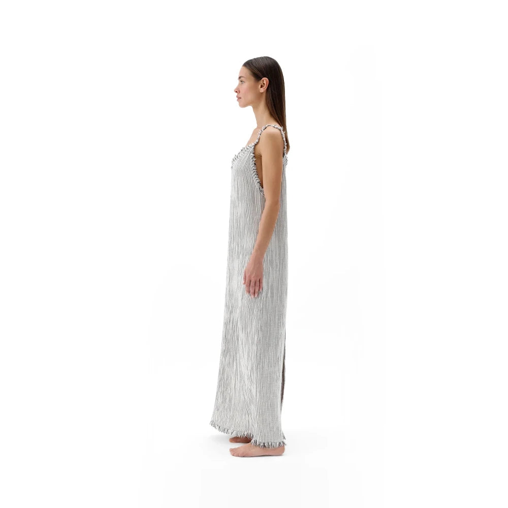 Crinkle Strappy Dress - Striped (O/S)
