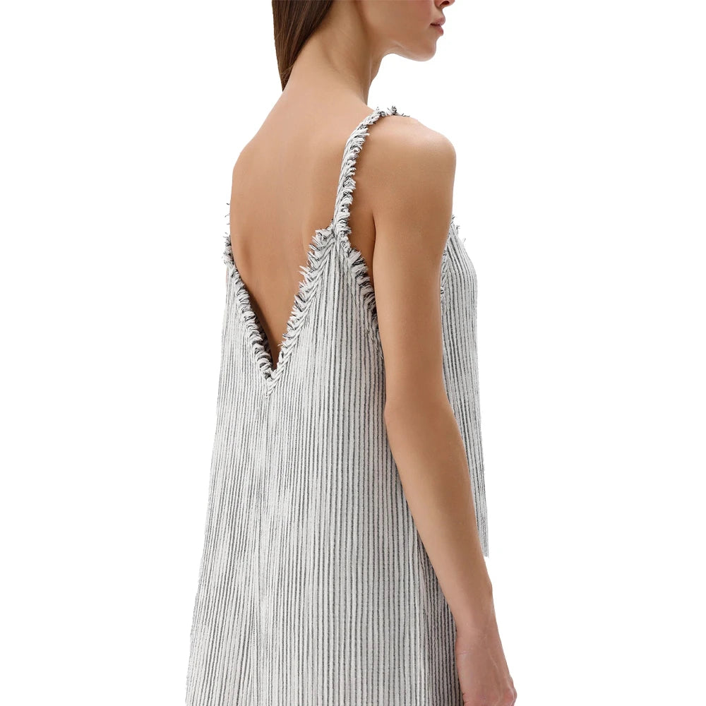 Crinkle Strappy Dress - Striped (O/S)