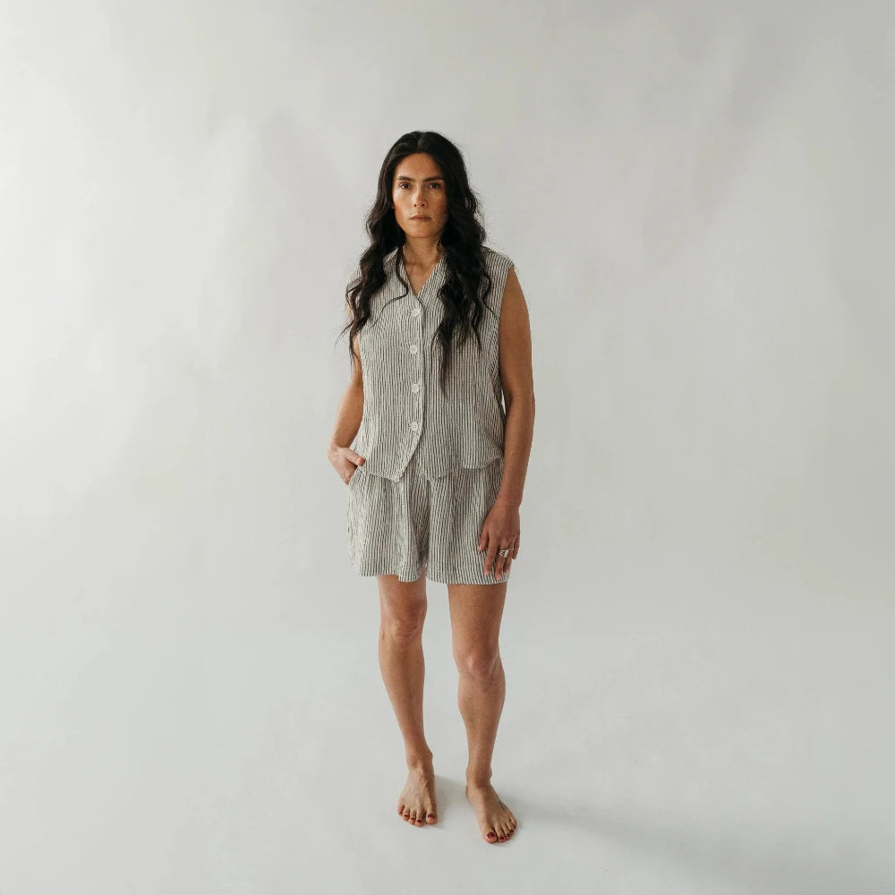 Crinkle Cotton Shorts - Striped (O/S)