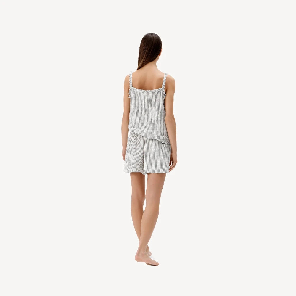 Crinkle Cotton Shorts - Striped (O/S)