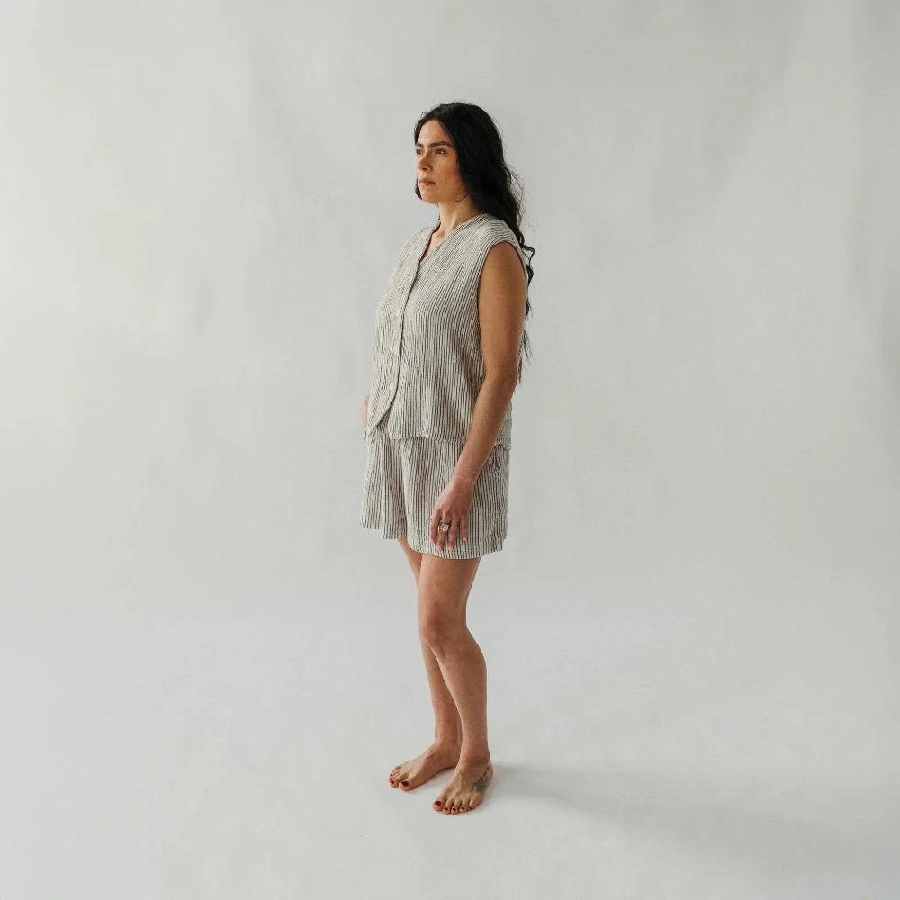 Crinkle Cotton Shorts - Striped (O/S)