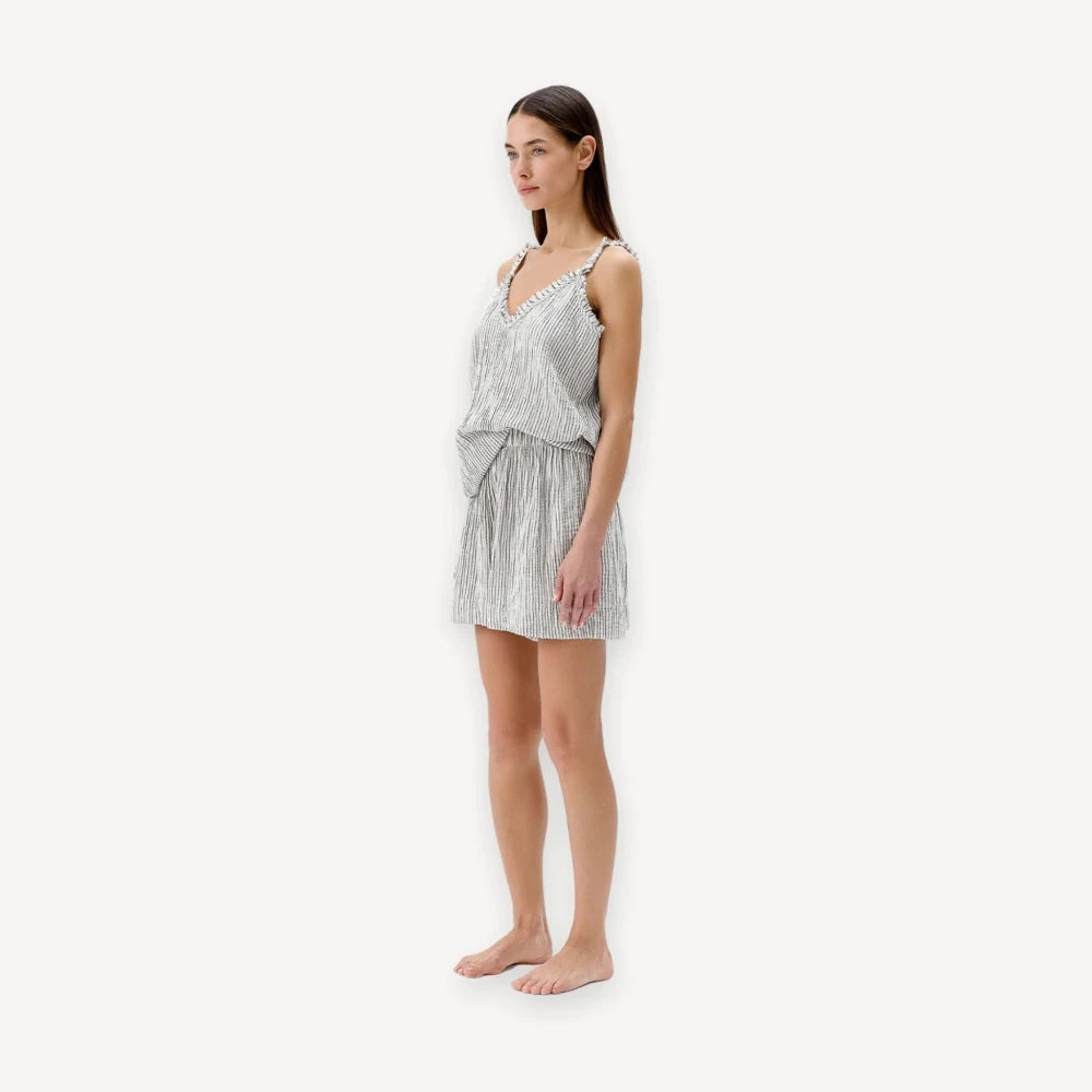 Crinkle Strappy Top - Stripe (O/S)