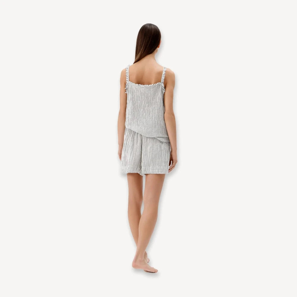 Crinkle Strappy Top - Stripe (O/S)
