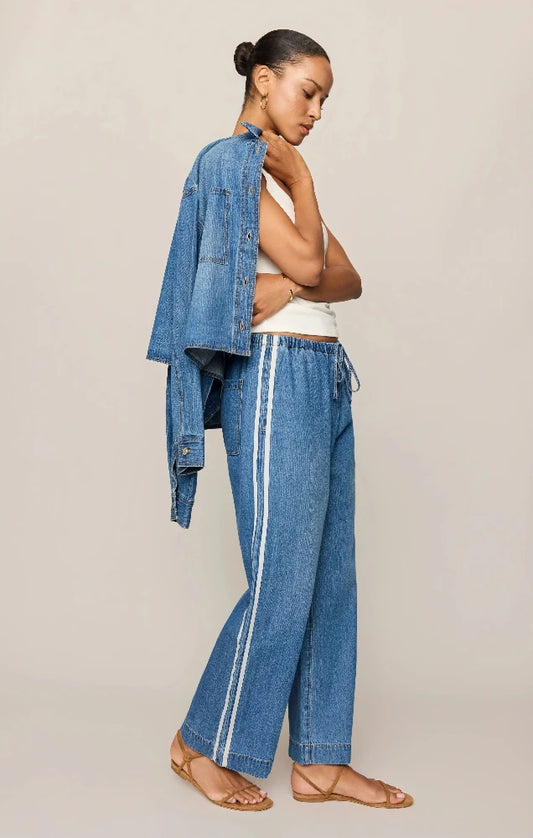 The Sideline Denim Track Style Pant - Dreamstate