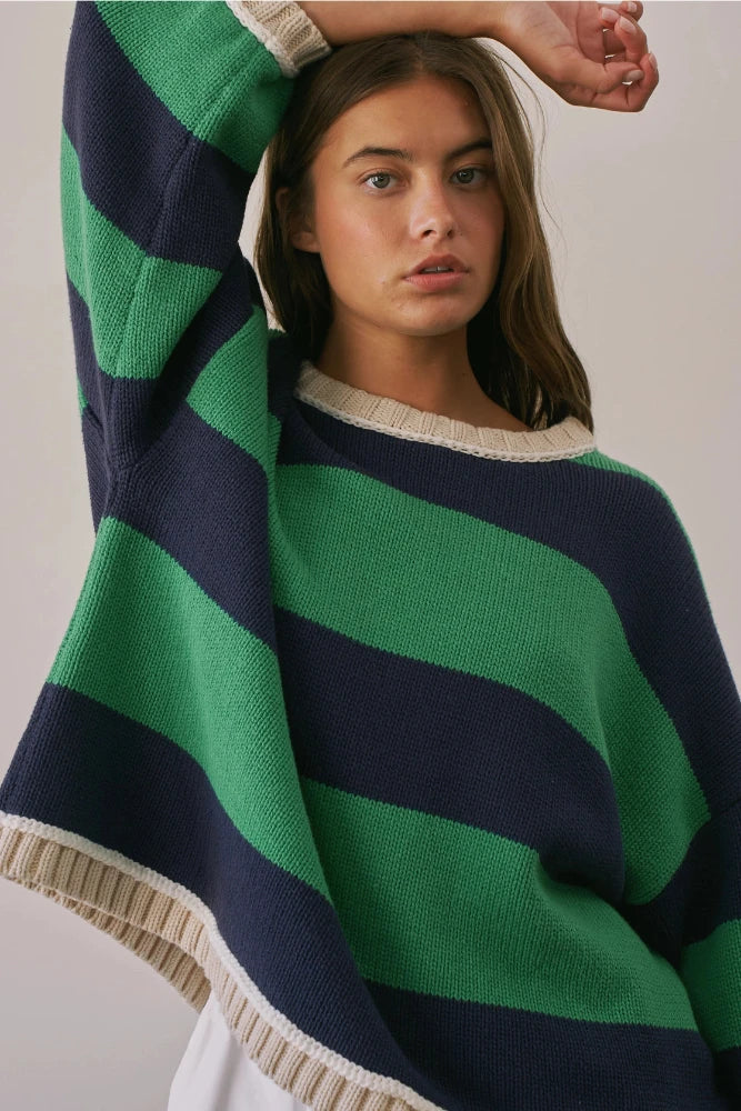 Striped Sweater - Green/Navy